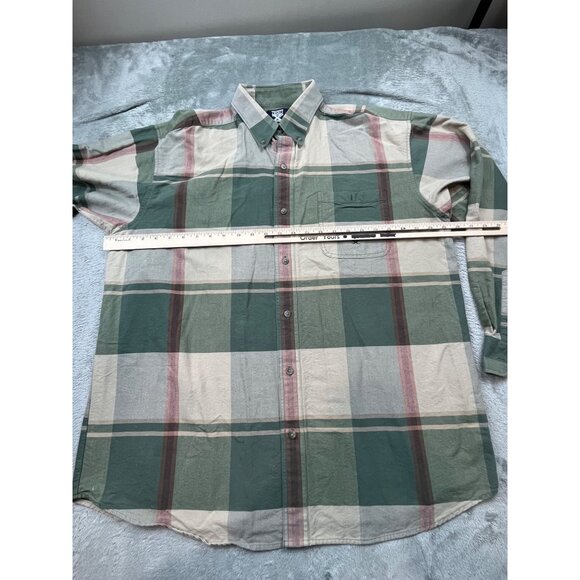 Twenty X Mens XL Green Brown Plaid Western Rodeo Ranch Hand Button-Up Shirt - Picture 4 of 8